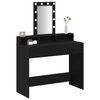 vidaXL Dressing Table Black 39.37 x 16.14 x 55.12 in Engineered Wood