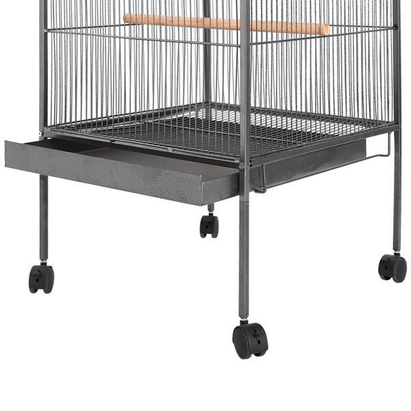 vidaXL Bird Cage Black Steel Large Portable Bird Cage Square