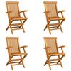 vidaXL Garden Chair Set of 4 Teak Solid Teak Wood Standard Foldable
