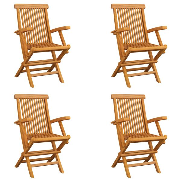 vidaXL Garden Chair Set of 4 Teak Solid Teak Wood Standard Foldable