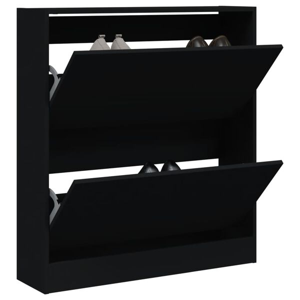 vidaXL Shoe Cabinet Black Engineered wood Compact Shoe Cabinet