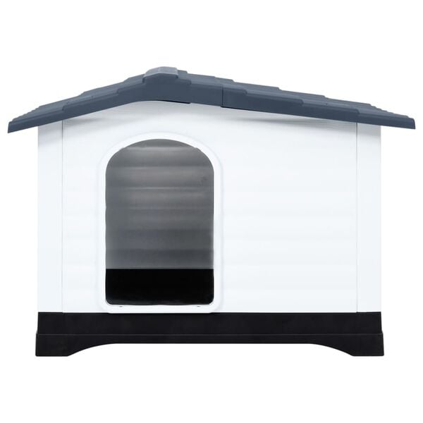 vidaXL Dog House Grey, White, Black Polypropylene Small