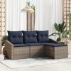 vidaXL Sofa Set with Cushion 4 pcs Grey Poly Rattan