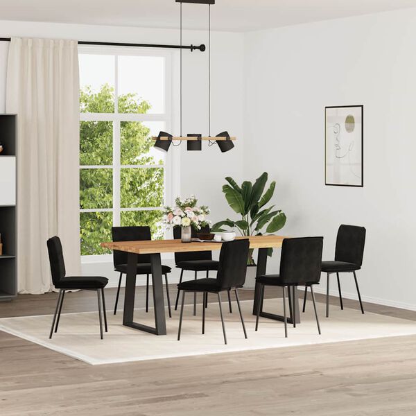 vidaXL Dining Chair Set of 6 Black Velvet (100% polyester), plywood, metal