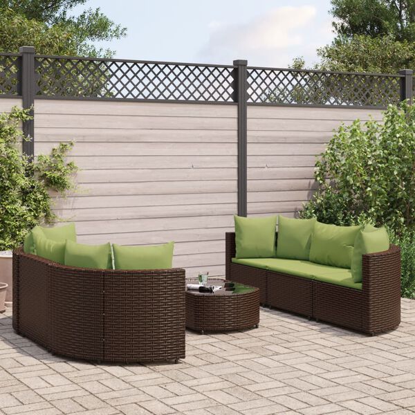 vidaXL Patio Sofa Set Set of 6 Brown