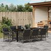 vidaXL Garden Dining Set with Cushion 9 pcs Grey Poly Rattan