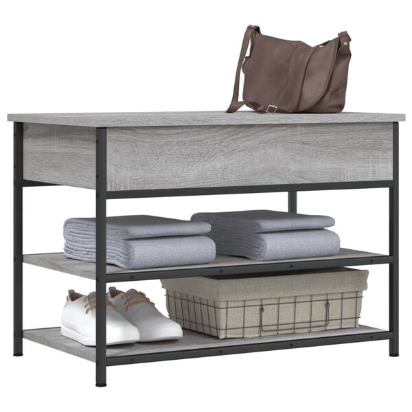 vidaXL Shoe Bench Grey Sonoma Engineered wood and metal Medium