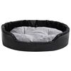 vidaXL Dog Bed Black and Grey Faux leather, plush, PP cotton, foam