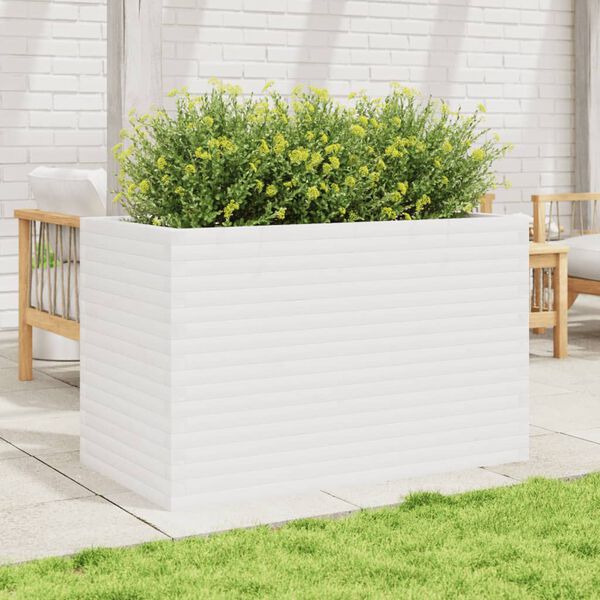 vidaXL Garden Planter White Solid pine wood Large Garden Planter