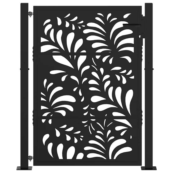 vidaXL Garden Gate Black 39.4x49.2" Steel Wave  Design
