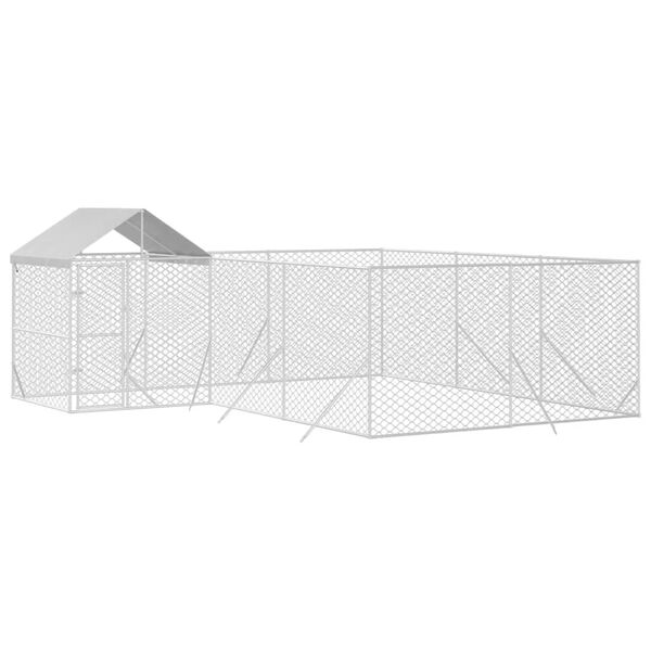 vidaXL Outdoor Dog Kennel Silver Galvanized steel, polyethylene
