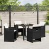 vidaXL Garden Dining Set with Cushion Folding 5 pcs Brown Poly rattan