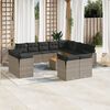 vidaXL Garden Sofa Set Grey PE Rattan Large Adjustable Armrests