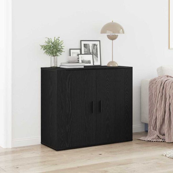vidaXL Sideboard Black Oak 31.50 x 12.99 x 27.56 in Engineered Wood