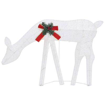 vidaXL Christmas Reindeer Family 106.3"x2.8"x35.4" White Cold White Mesh