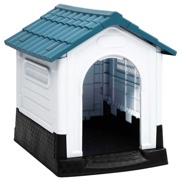 vidaXL Dog House Blue, White, Black Polypropylene 22.4 x 26.8 x 26.0 in