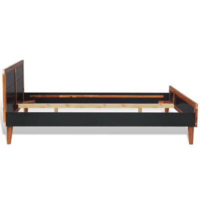 vidaXL Bed Frame Black Solid Acacia Wood 70.9"x78.7"