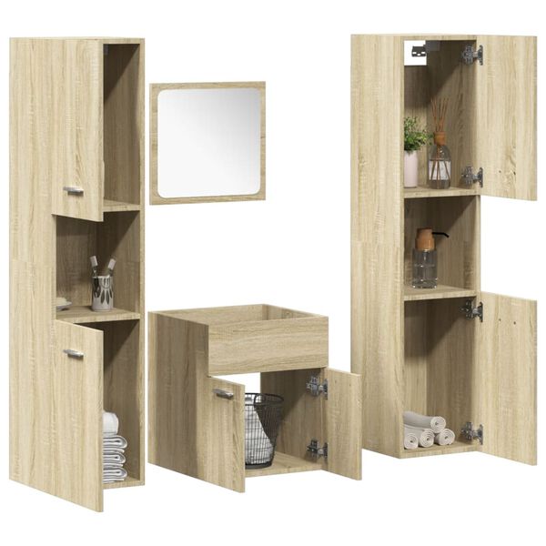 vidaXL Bathroom Furniture Set Sonoma oak Engineered wood, Glass Medium
