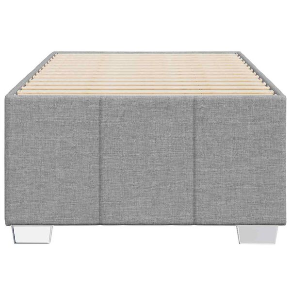 vidaXL Bed Frame Light Gray Polyester, Plywood, Engineered Wood Twin
