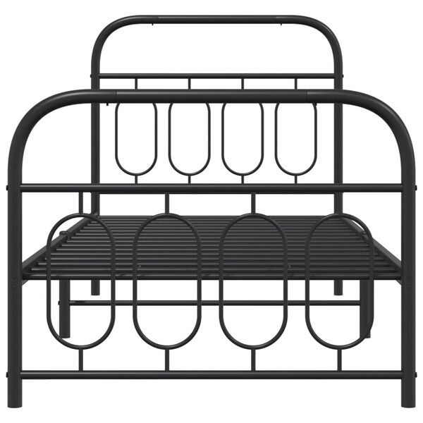 vidaXL Bed Frame Black Steel 35.4x74.8 in Bed Frame Rectangular