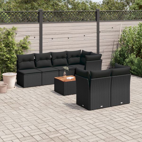 vidaXL Garden Sofa Set Black PE rattan Large Modular Garden Sofa Set