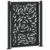 vidaXL Garden Gate Black 39.4x49.2" Steel Flame  Design