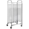 vidaXL Tray Trolley with 32 GN Containers 29.5x21.7x64.0" Stainless Steel