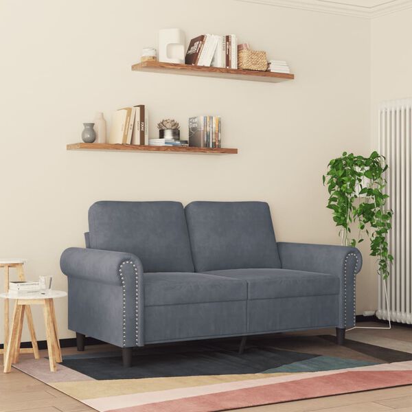 vidaXL 2-seater Sofa Dark grey Velvet (100% polyester), metal, textilene