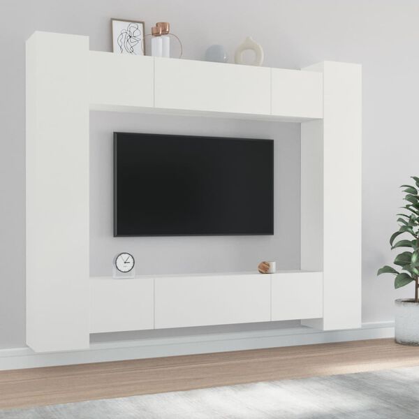 vidaXL TV Cabinet Set Set of 8 White Engineered wood Set of 8