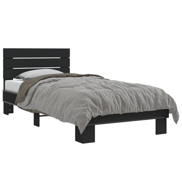 vidaXL Bed Frame Black Engineered wood Twin Durable Bed Frame