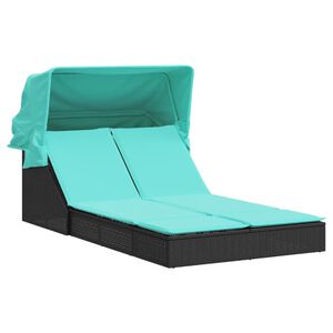 vidaXL Patio Double Sun Lounger Black, Turquoise