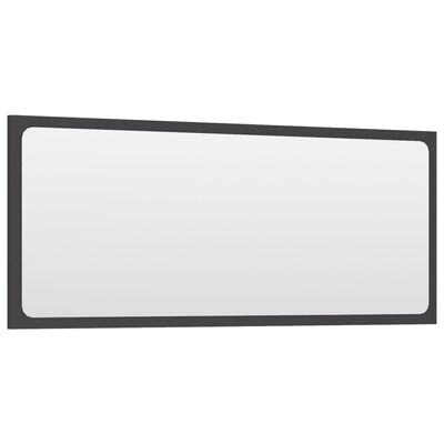 vidaXL Bathroom Mirror Gray 35.4"x0.6"x14.6" Engineered Wood