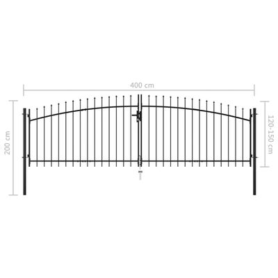 vidaXL Double Door Fence Gate with Spear Top 157.5"x78.7"