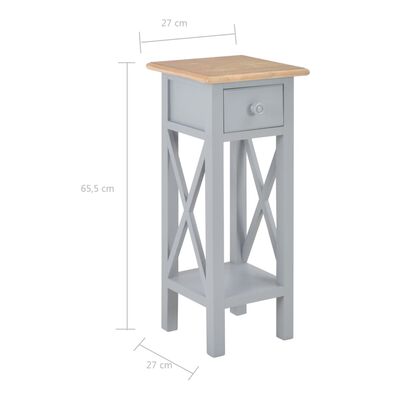vidaXL Side Table Gray 10.6"x10.6"x25.8" Wood