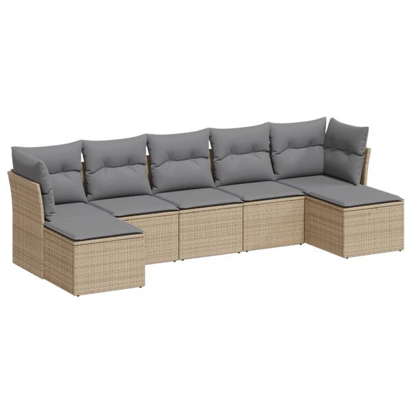 vidaXL Garden Sofa Set Beige PE rattan, powder-coated steel Large