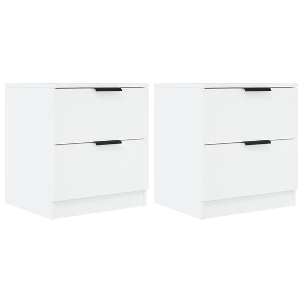vidaXL Bedside Cabinet Set of 2 White Engineered wood