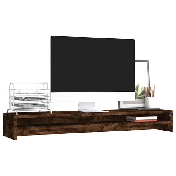 vidaXL Monitor Stand Smoked Oak 39.4"x9.4"x5.1" Engineered Wood