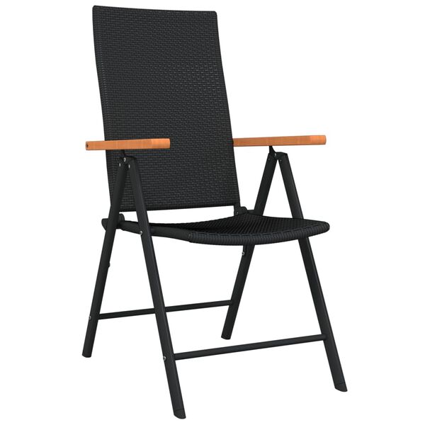 vidaXL Garden Dining Set Black Powder-coated steel Foldable Dining Set