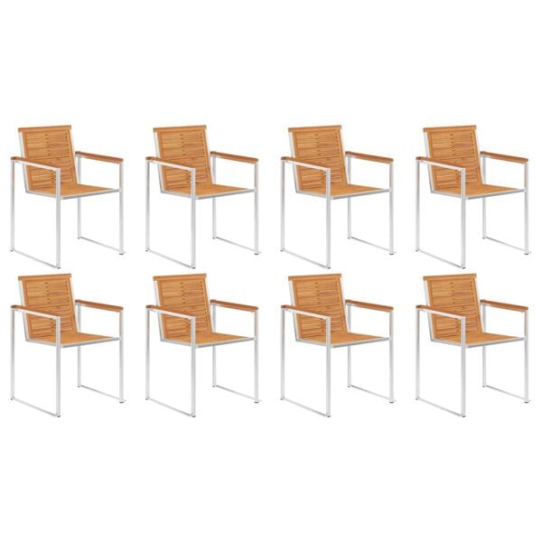 vidaXL Patio Chairs 8 pcs with Cushions Solid Acacia Wood