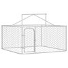 vidaXL Dog Kennel Silver Galvanized steel, polyethylene Large Dog Kennel