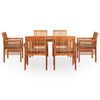 vidaXL Outdoor Dining Set Brown frame Solid Acacia wood 7-piece set