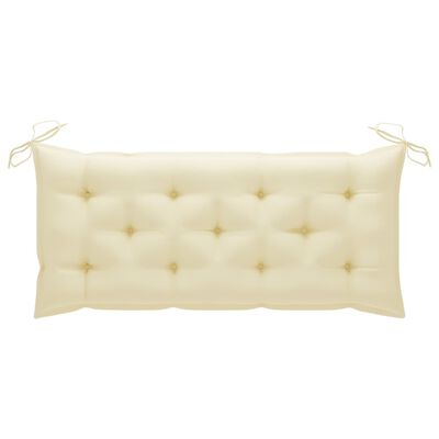 vidaXL Swing Bench with Cream White Cushion 47.2" Solid Wood Teak