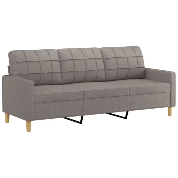 vidaXL 3-Seater Sofa with Footstool Taupe 70.9" Fabric