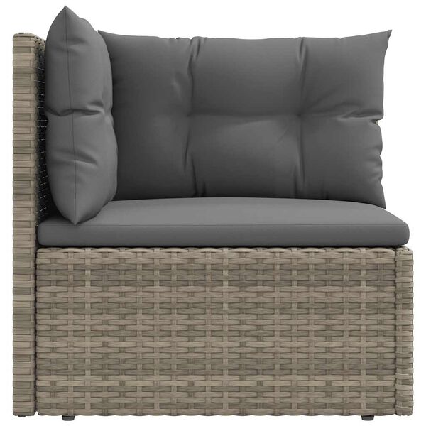 vidaXL Garden Corner Sofa Grey PE rattan, powder-coated steel, polyester