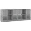 vidaXL Bookcase Concrete grey Engineered wood, glass Large Bookcase