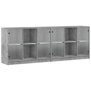 vidaXL Bookcase Concrete grey Engineered wood, glass Large Bookcase