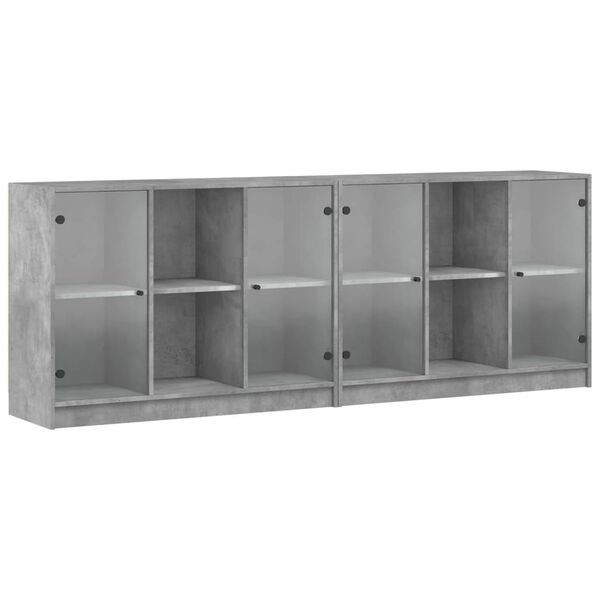 vidaXL Bookcase Concrete grey Engineered wood, glass Large Bookcase