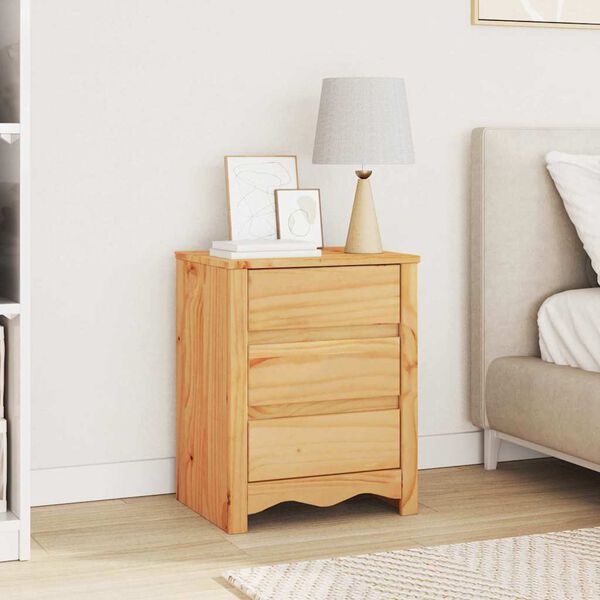 vidaXL Bedside Cabinet Drammen Oak 45 x 35 x 56 cm Solid pine wood