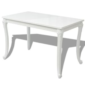 vidaXL Kitchen Table High gloss white MDF and Plastic 45.7 x 25.9 in