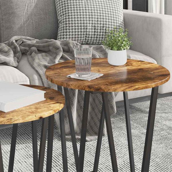 vidaXL Side Table Set 2 pcs Smoked Oak and Black